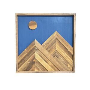 Place & Time Unplug Wood Collage Art Mountains & Moon